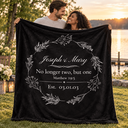 No Longer Two, But One Personalized Anniversary Throw - Perfect Touch Keepsakes