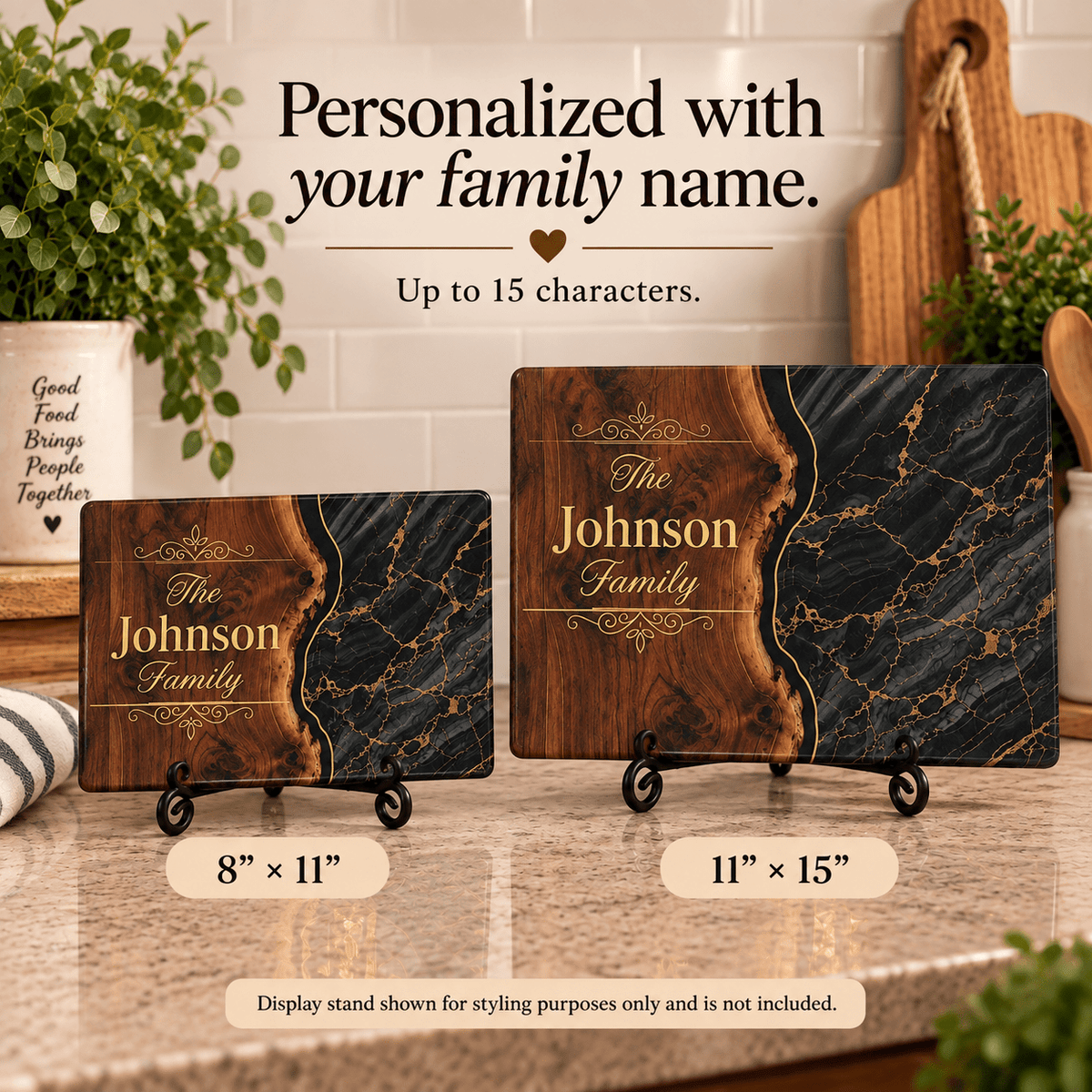 Personalized Black Marble & Gold Glass Board - Perfect Touch Keepsakes
