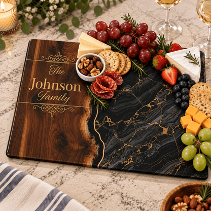 Personalized Black Marble & Gold Glass Board - Perfect Touch Keepsakes