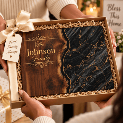Personalized Black Marble & Gold Glass Board - Perfect Touch Keepsakes