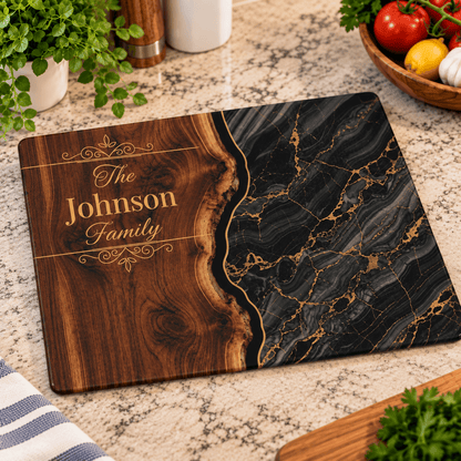 Personalized Black Marble & Gold Glass Board - Perfect Touch Keepsakes