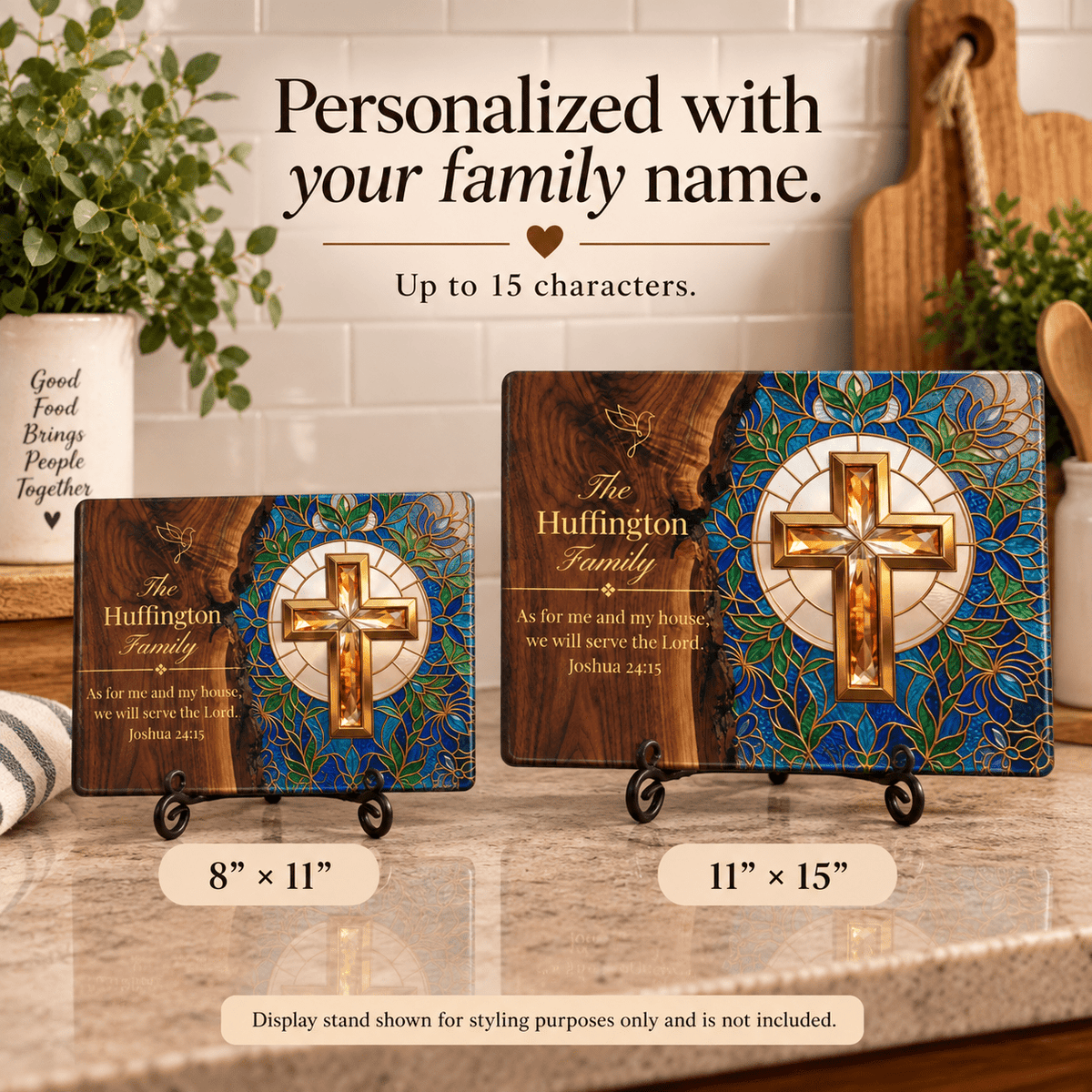 Personalized Christian Family Glass Cutting Board – Joshua 24:15 - Perfect Touch Keepsakes