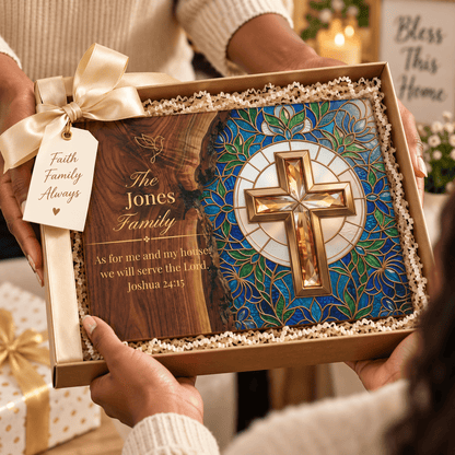 Personalized Christian Family Glass Cutting Board – Joshua 24:15 - Perfect Touch Keepsakes
