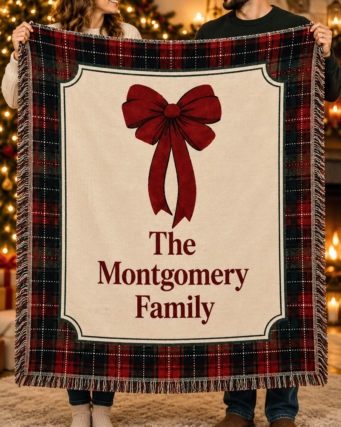 Personalized Family Christmas Woven Blanket - Perfect Touch Keepsakes