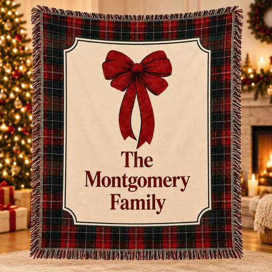 Personalized Family Christmas Woven Blanket - Perfect Touch Keepsakes