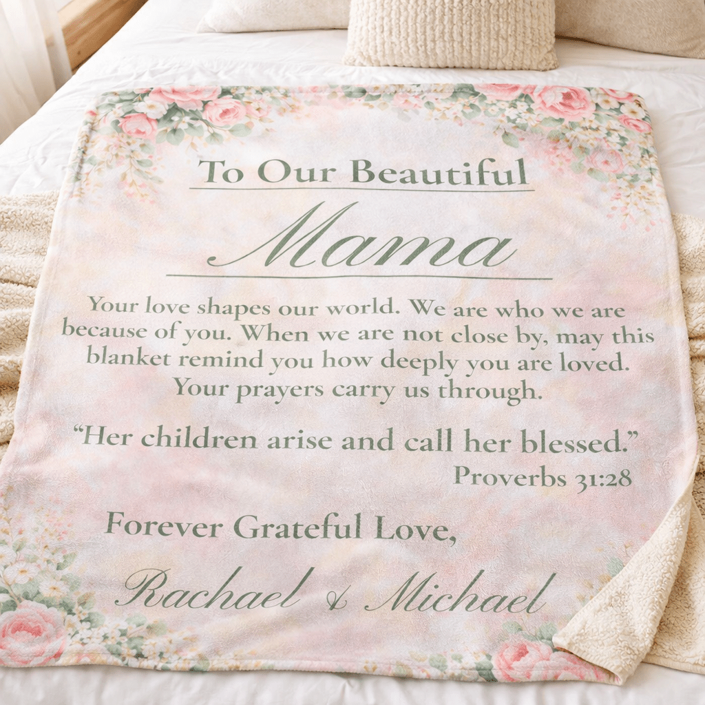 Personalized Sherpa Keepsake Fleece Blanket — "To Our Beautiful Mother" Grandmother Sister - Perfect Touch Keepsakes