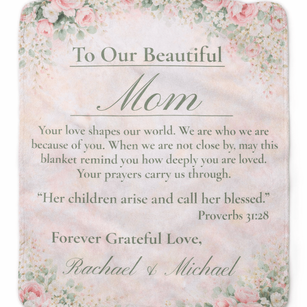 Personalized Sherpa Keepsake Fleece Blanket — "To Our Beautiful Mother" Grandmother Sister - Perfect Touch Keepsakes