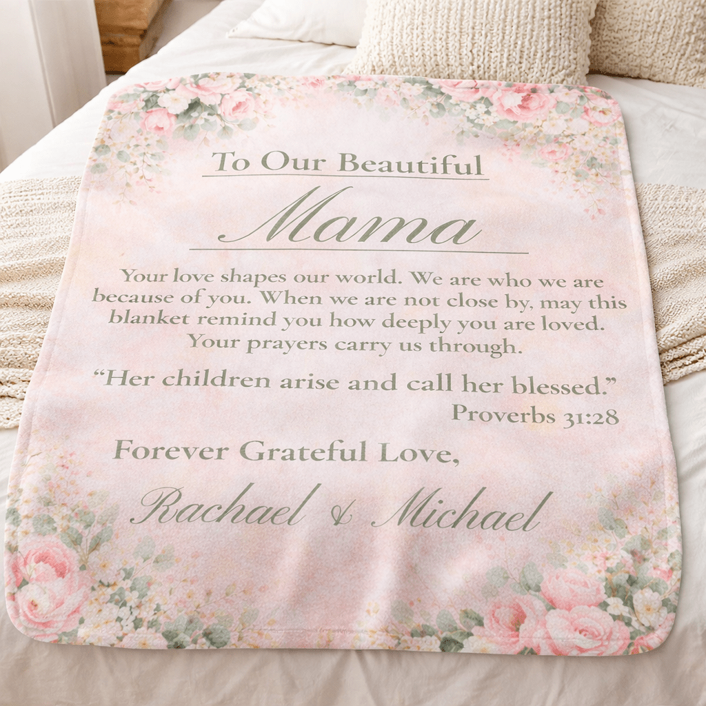 Personalized Sherpa Keepsake Fleece Blanket — "To Our Beautiful Mother" Grandmother Sister - Perfect Touch Keepsakes