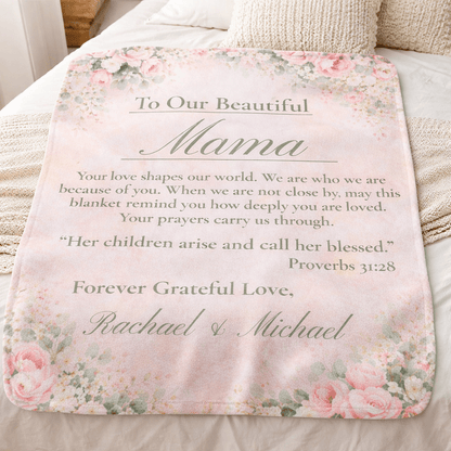 Personalized Sherpa Keepsake Fleece Blanket — "To Our Beautiful Mother" Grandmother Sister - Perfect Touch Keepsakes
