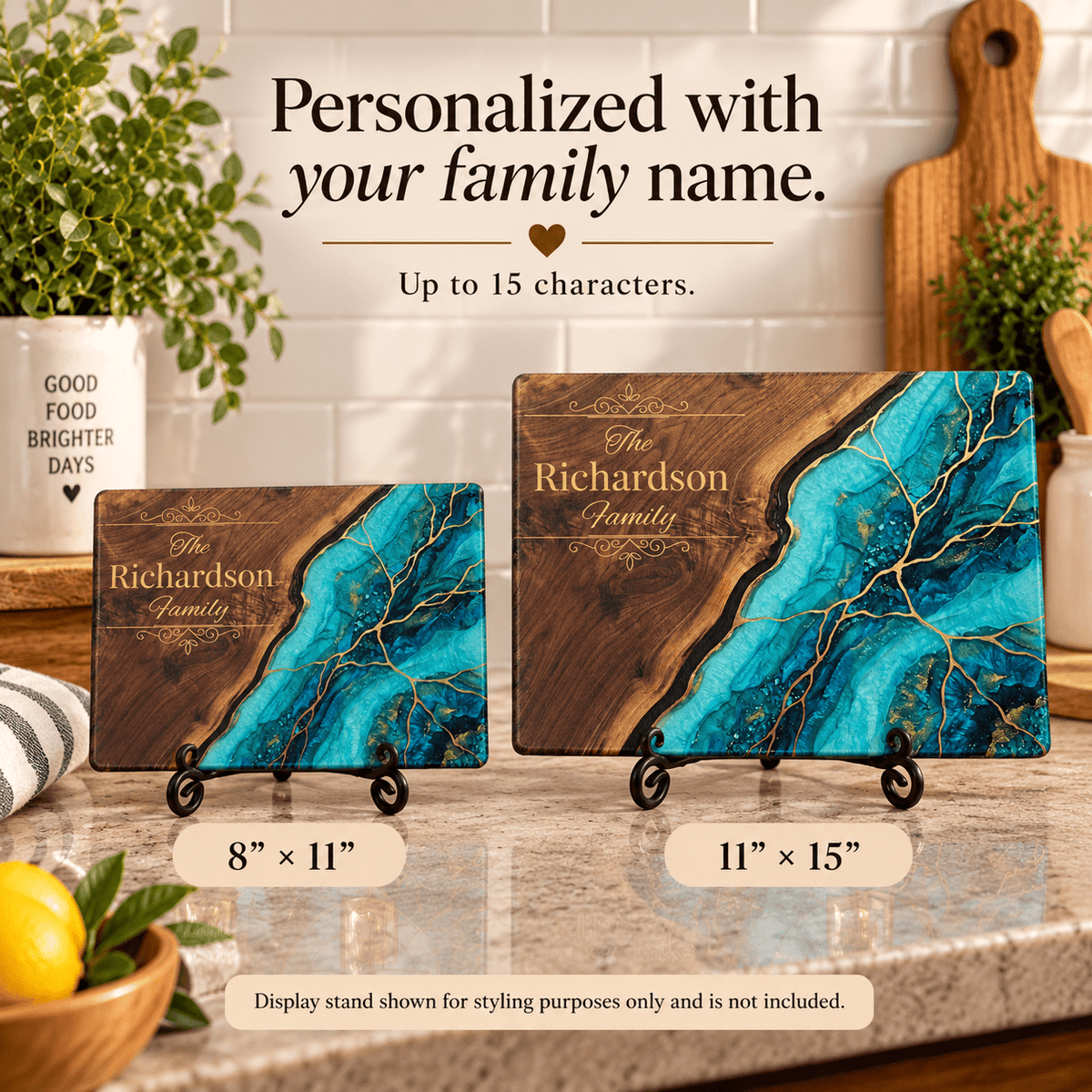Personalized Teal & Gold Glass Board - Perfect Touch Keepsakes