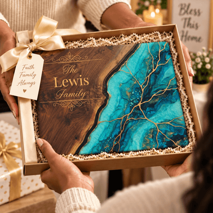 Personalized Teal & Gold Glass Board - Perfect Touch Keepsakes