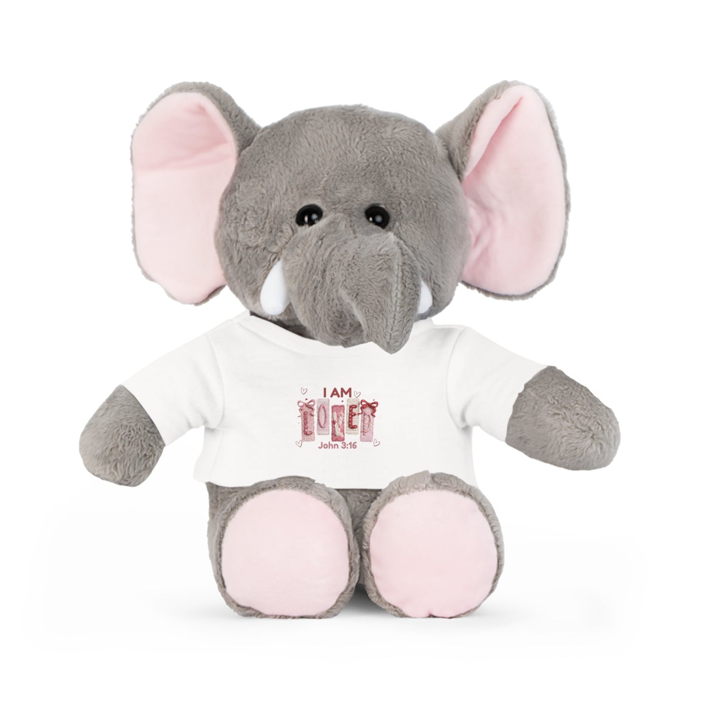 Plush Animal — "I Am Loved" Faux yarn shirt - Perfect Touch Keepsakes