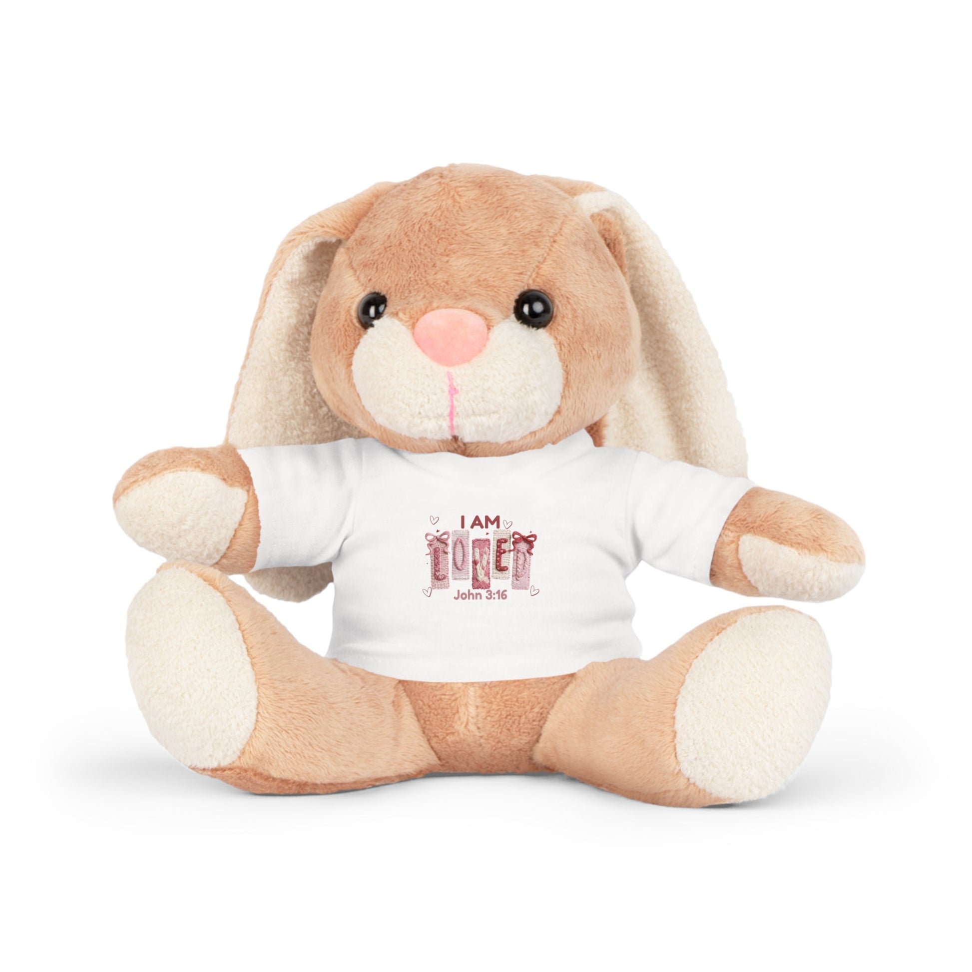 Plush Animal — "I Am Loved" Faux yarn shirt - Perfect Touch Keepsakes