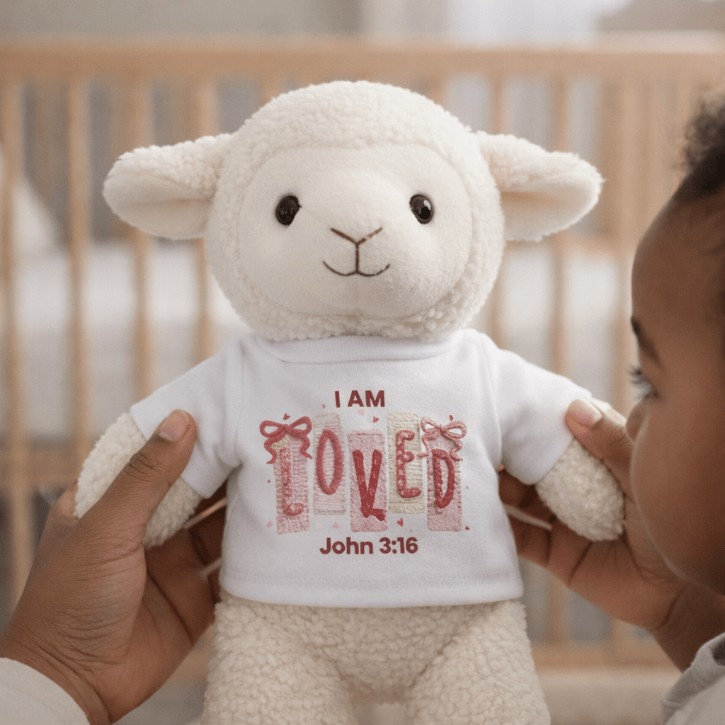 Plush Animal — "I Am Loved" Faux yarn shirt - Perfect Touch Keepsakes
