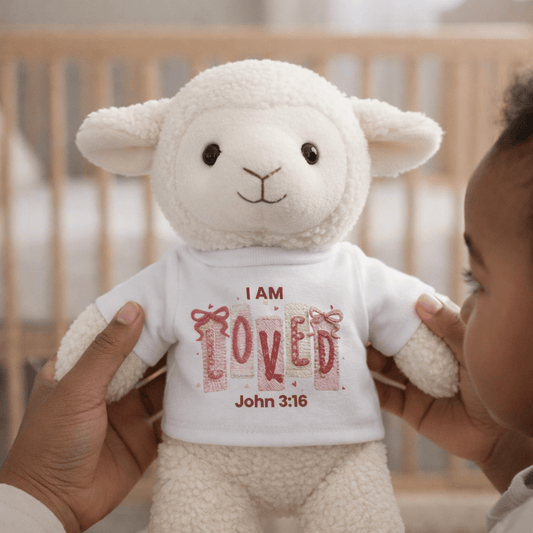 Plush Animal — "I Am Loved" Faux yarn shirt - Perfect Touch Keepsakes