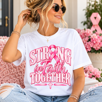 Strong in Faith Together Breast Cancer Awareness Comfort Colors® Shirt - Perfect Touch Keepsakes