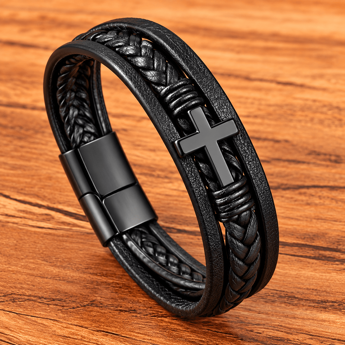 To My Amazing Son Cross Leather Bracelet — From Mom - Perfect Touch Keepsakes