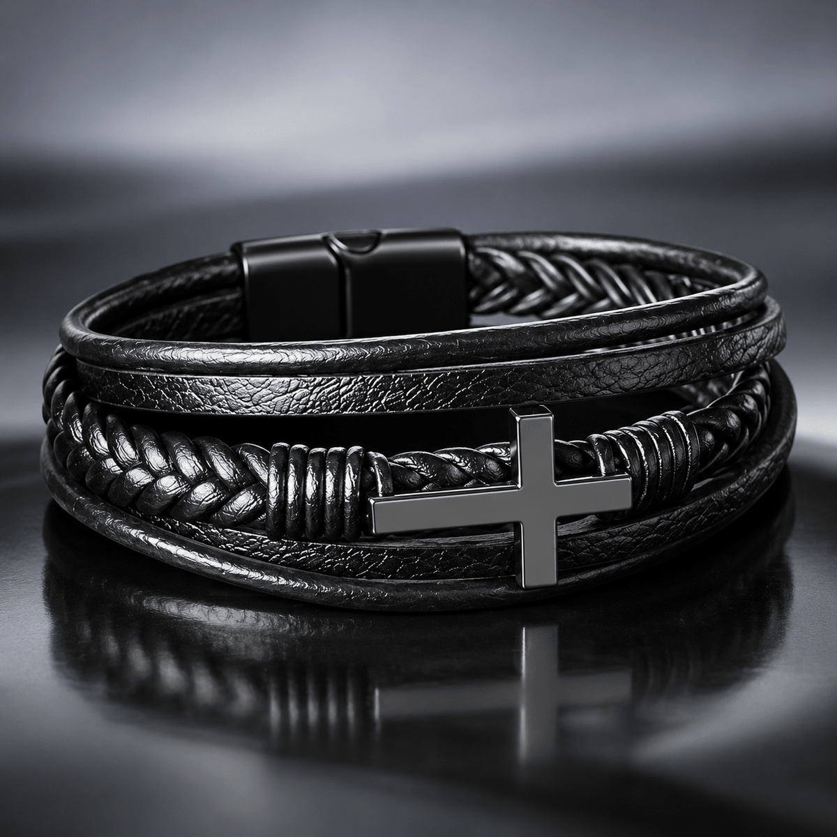 To My Amazing Son Cross Leather Bracelet — From Mom - Perfect Touch Keepsakes