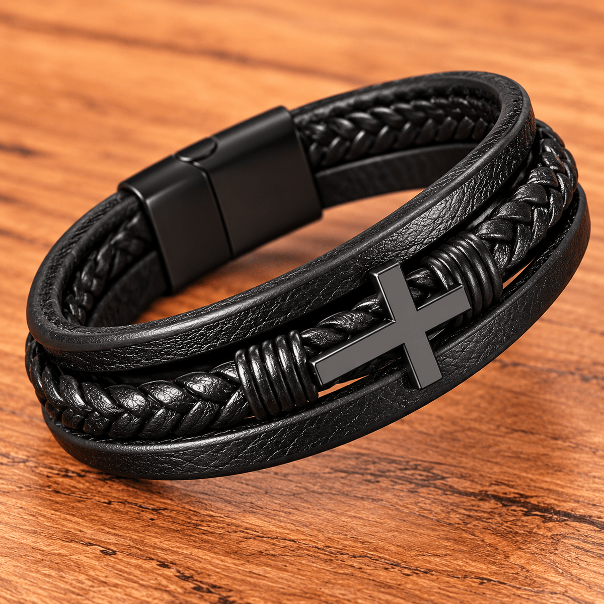 To My Amazing Son Cross Leather Bracelet — From Mom - Perfect Touch Keepsakes