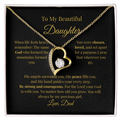 To My Beautiful Daughter Necklace – Forever Love Heart Gift From Dad - Perfect Touch Keepsakes