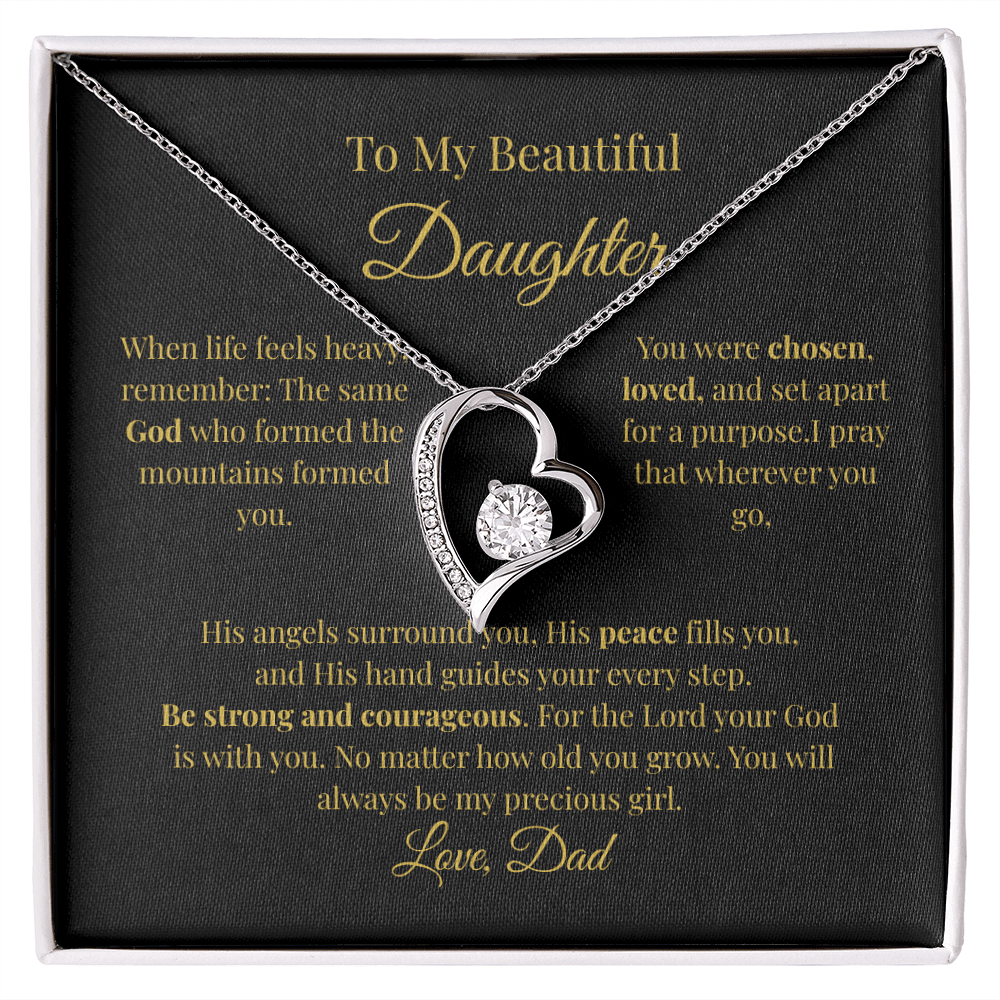 To My Beautiful Daughter Necklace – Forever Love Heart Gift From Dad - Perfect Touch Keepsakes