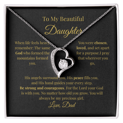 To My Beautiful Daughter Necklace – Forever Love Heart Gift From Dad - Perfect Touch Keepsakes