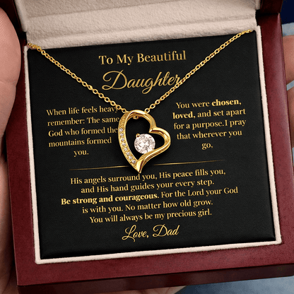 To My Beautiful Daughter Necklace – Forever Love Heart Gift From Dad - Perfect Touch Keepsakes