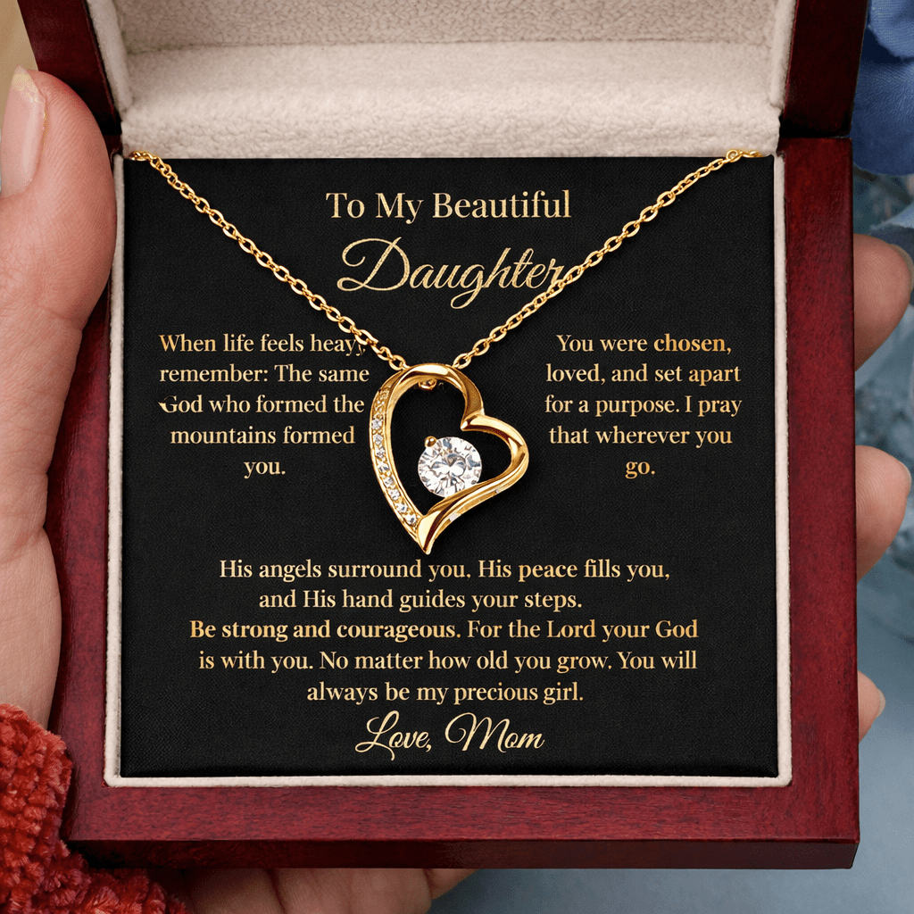 To My Beautiful Daughter Necklace – Forever Love Heart Gift From Mom - Perfect Touch Keepsakes