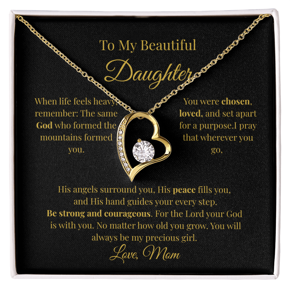 To My Beautiful Daughter Necklace – Forever Love Heart Gift From Mom - Perfect Touch Keepsakes