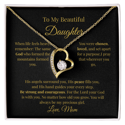 To My Beautiful Daughter Necklace – Forever Love Heart Gift From Mom - Perfect Touch Keepsakes