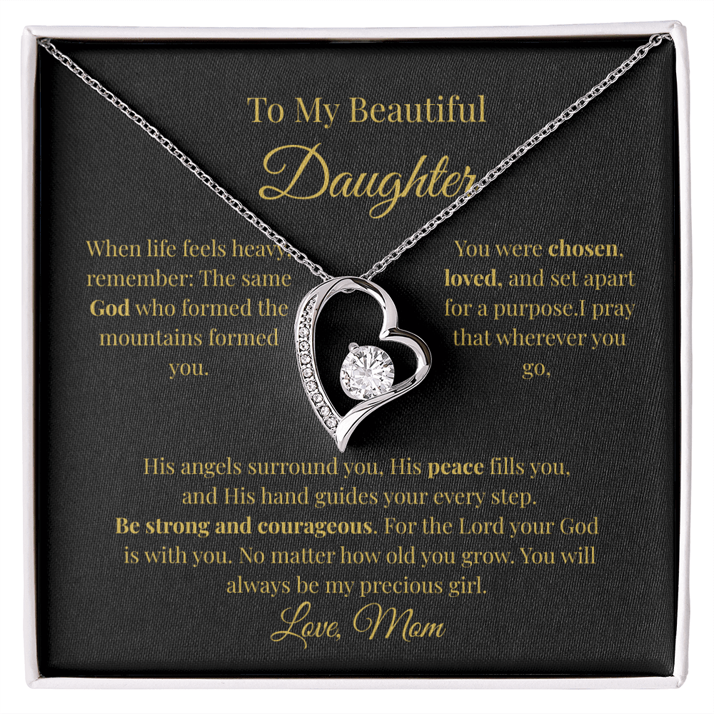 To My Beautiful Daughter Necklace – Forever Love Heart Gift From Mom - Perfect Touch Keepsakes