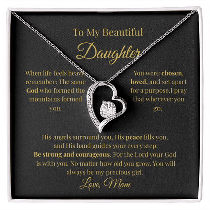 To My Beautiful Daughter Necklace – Forever Love Heart Gift From Mom - Perfect Touch Keepsakes