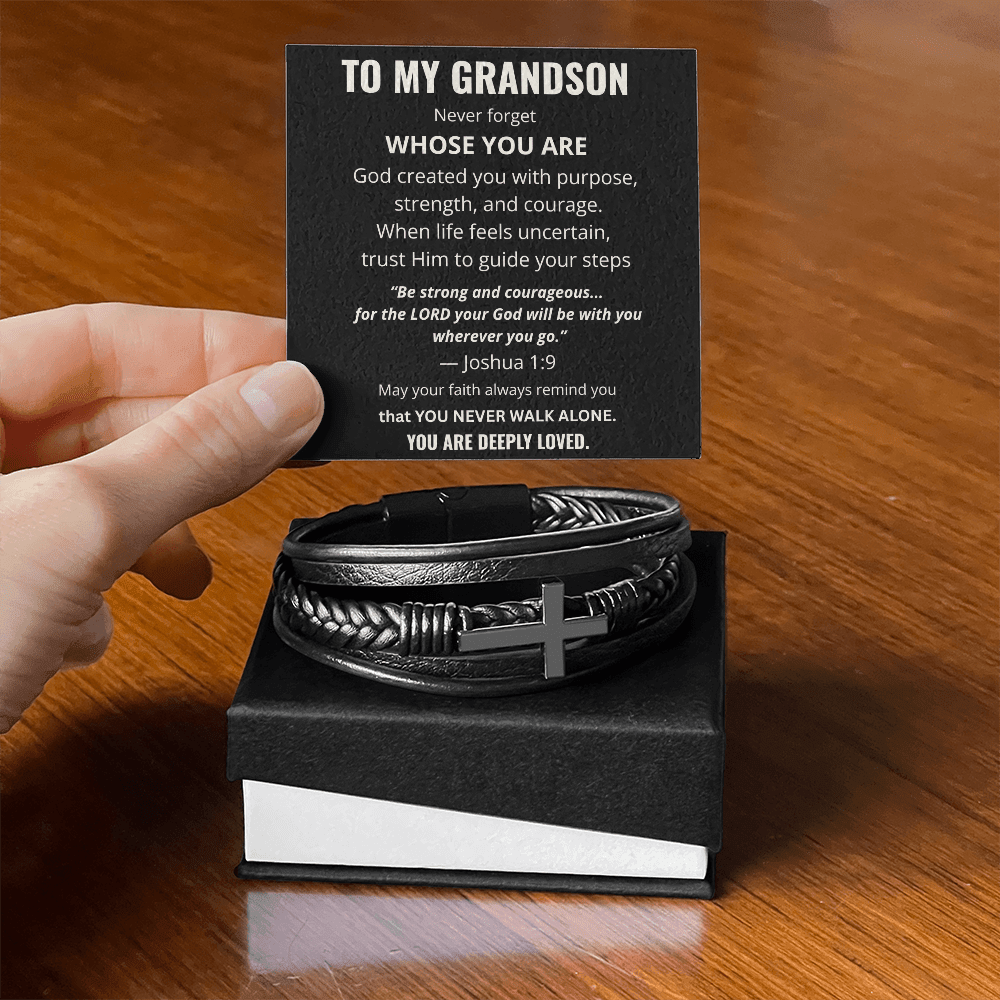 To My Grandson Cross Bracelet – Christian Faith Gift - Perfect Touch Keepsakes