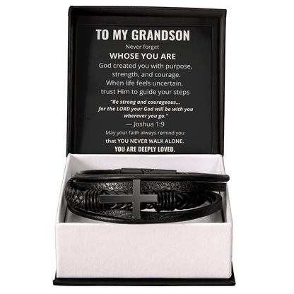 To My Grandson Cross Bracelet – Christian Faith Gift - Perfect Touch Keepsakes