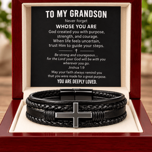 To My Grandson Cross Bracelet – Christian Faith Gift - Perfect Touch Keepsakes