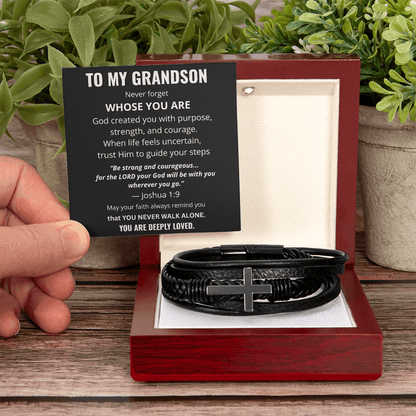 To My Grandson Cross Bracelet – Christian Faith Gift - Perfect Touch Keepsakes