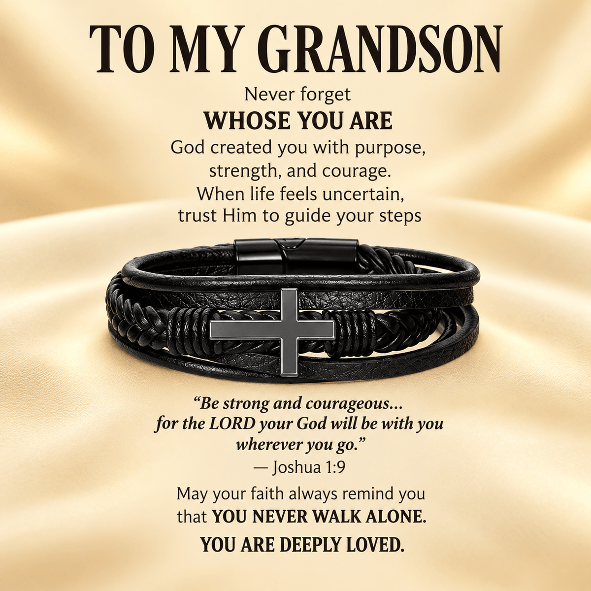 To My Grandson Cross Bracelet – Christian Faith Gift - Perfect Touch Keepsakes