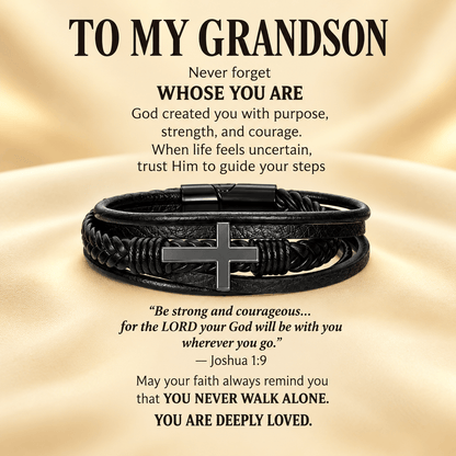 To My Grandson Cross Bracelet – Christian Faith Gift - Perfect Touch Keepsakes