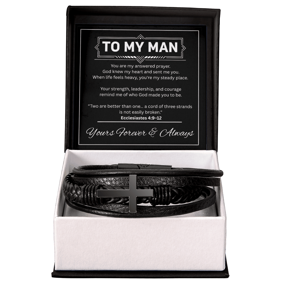 To My Man – Cross Leather Bracelet - Perfect Touch Keepsakes