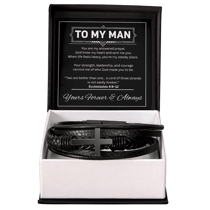 To My Man – Cross Leather Bracelet - Perfect Touch Keepsakes