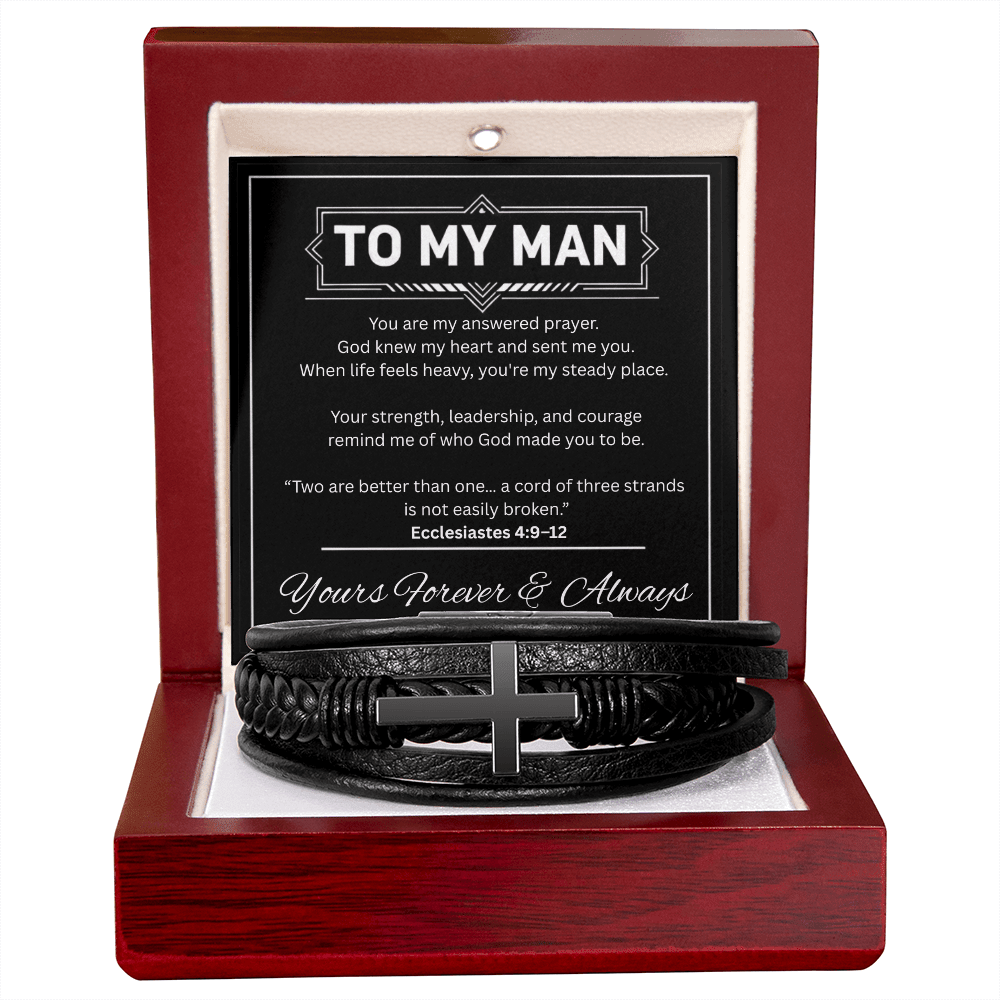 To My Man – Cross Leather Bracelet - Perfect Touch Keepsakes