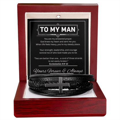 To My Man – Cross Leather Bracelet - Perfect Touch Keepsakes