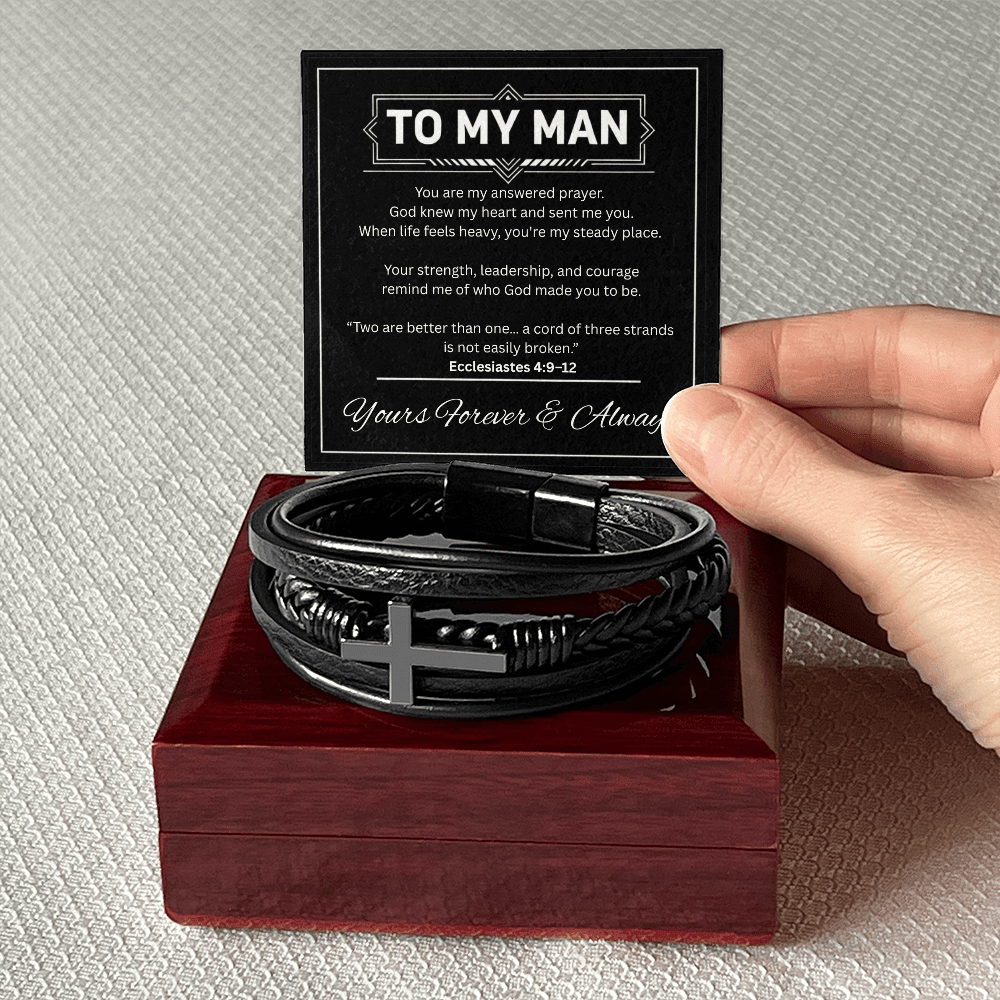 To My Man – Cross Leather Bracelet - Perfect Touch Keepsakes