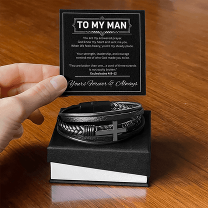 To My Man – Cross Leather Bracelet - Perfect Touch Keepsakes