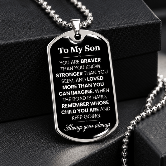 To My Son Dog Tag Necklace - Perfect Touch Keepsakes