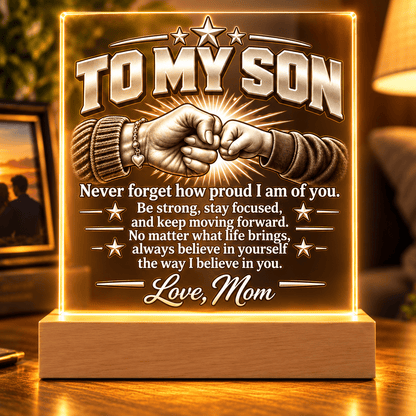 To My Son Fist Bump LED Plaque From Mom - Perfect Touch Keepsakes