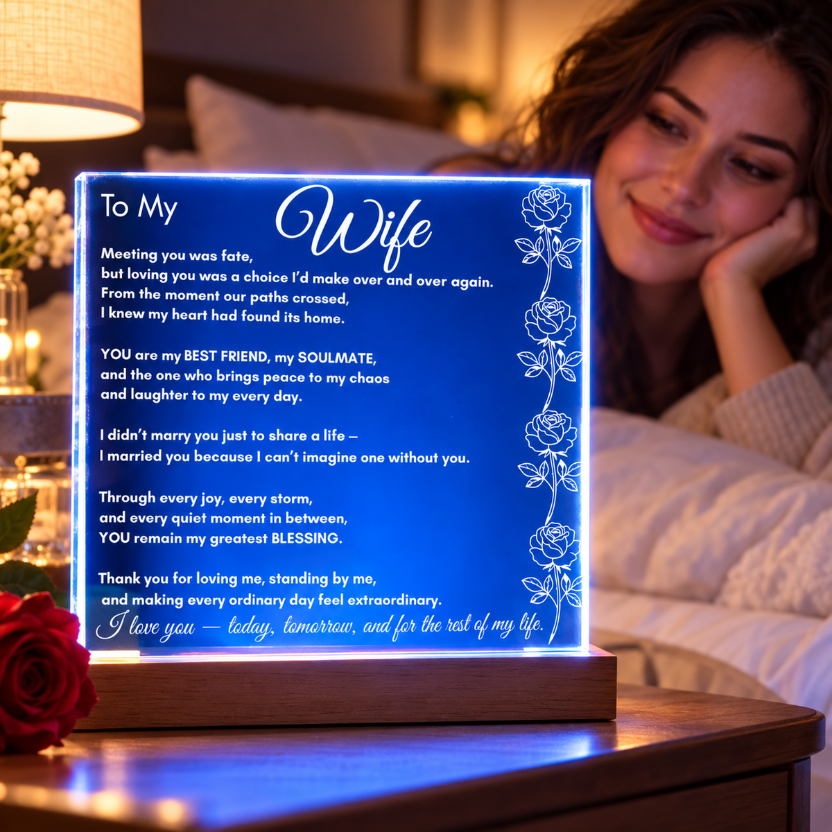 To My Wife Acrylic Plaque Vertical Roses - Perfect Touch Keepsakes