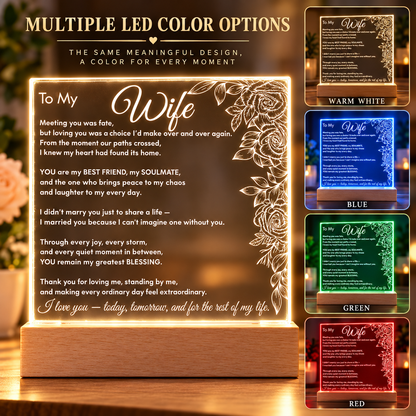 To My Wife Floral LED Acrylic Plaque - Perfect Touch Keepsakes
