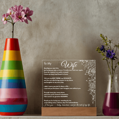 To My Wife Plaque – Romantic Love Message Gift for Wife - Perfect Touch Keepsakes
